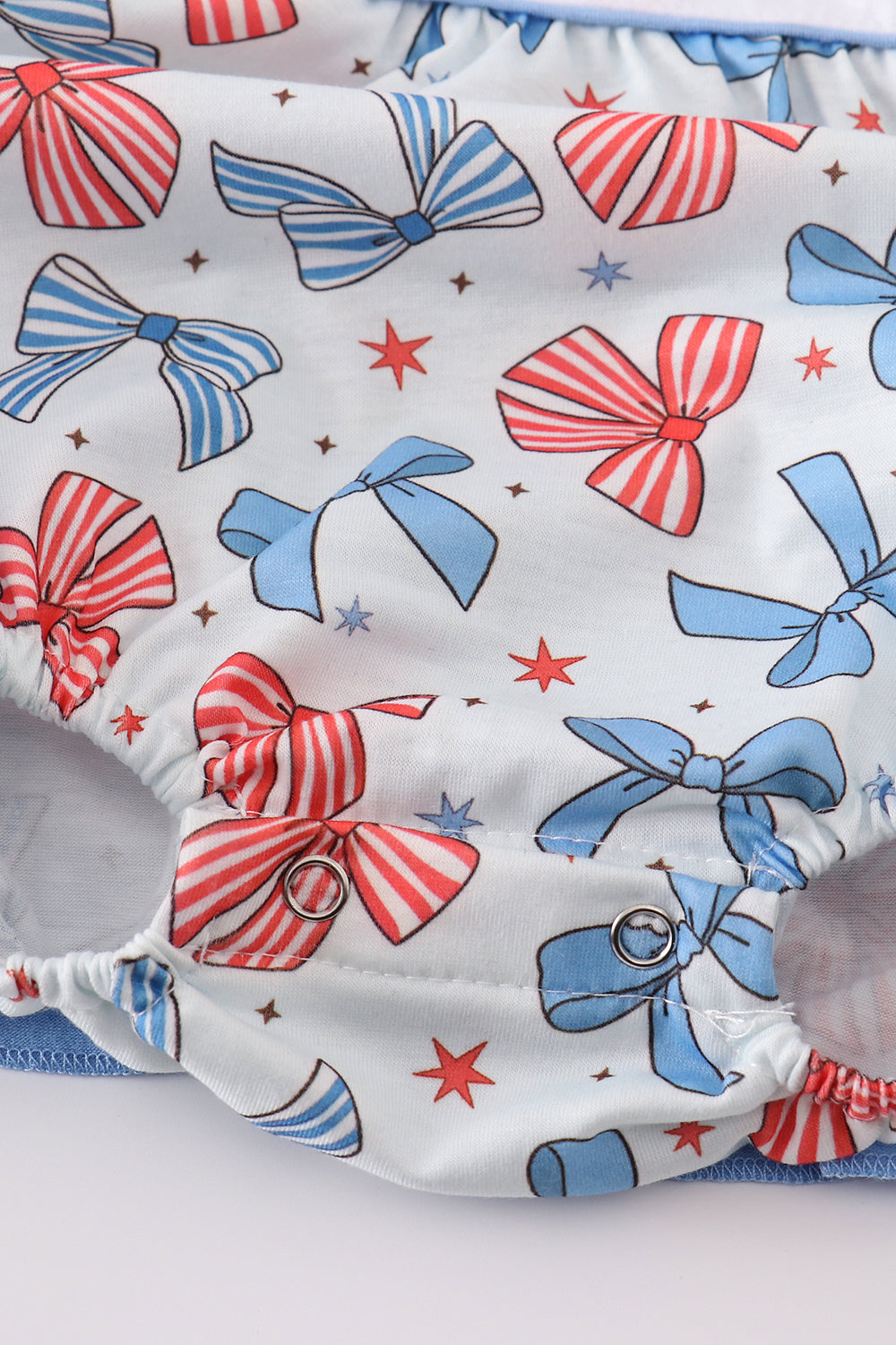 Bow Print Embroidery Ruffle Bubble